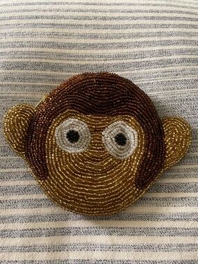 Vintage Beaded Monkey Face Change Purse